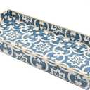 Bathroom Vanity Tray for Countertop, Small Plastic Toilet Tank Tray Versatile Storage & Organization Tray for Makeup, Perfume, Desk, Kitchen, Candles, 13.7"x6"x1.4", 35Boho1 (15multi1)