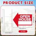 Juexica 14 Pcs Open House Signs for Real Estate 18 x 24 Inch Double Sided Arrow Shape Directional Signs Red and White Plastic Real Estate Sign Posts with H Stakes Yard Agent Supplies