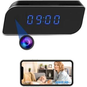 Smart Home Security Camera with Alarm Clock- 2.4G WiFi Wireless Full HD, Mini Cam Video Motion Detection & APP Remote View Capabilities & Night Vision