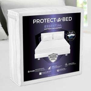 Protect-A-Bed Essential Zippered Mattress Encasement Queen, 100% Waterproof Top, Bed Bug Resistant, Dust Mite Barrier Mattress Encasement, Breathable & Quiet, Antimicrobial, Fits 6"-11" Mattresses (White)