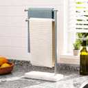 KES Hand Towel Holder Stand for Bathroom, Countertop Towel Stand Swivel with Marble Base, 17.3" 2 Arms Hand Towel Holder Freestanding Counter Top 18/8 Stainless Steel Brushed Finish, BTH233A-2