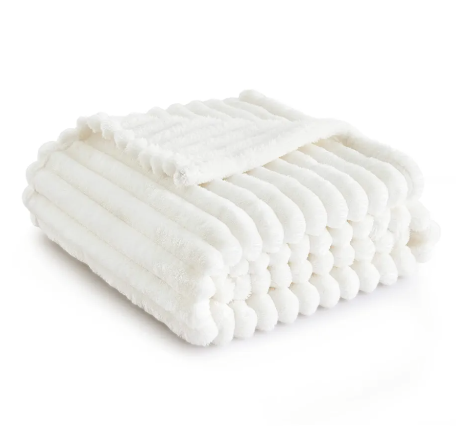 Bedsure GentleSoft White Throw Blanket for Couch - Cozy Blanket for Women, Cute Fleece Throws for Girls, Teacher Gifts Birthday Gifts for Women Men Mom, Room Home Dorm Decor, Off White, 50x60 Inches