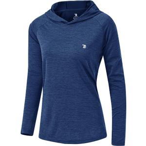 TBMPOY Womens UPF 50+ Sun Protection Hoodie Shirt Long Sleeve Fishing Hiking Outdoor UV Shirt Lightweight Navy XXL