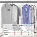 MISSLO 10" Gusseted All Clear Garment Bags for Hanging Clothes 40"+60" Suit Bags for Closet Storage Dresses Protectors for Shirts, Coats, Gowns, 3 Packs