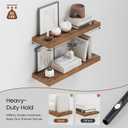 Heimlove Floating Shelf for Wall, 12" Deep Floating Shelves Wall Shelves for Bedroom Living Room Bedroom,Wall Mounted Shelves for Storage Book Decor, Set of 2, Walnut