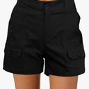 luvamia Cargo Shorts for Women Casual Summer High Waisted Chino Shorts Ribbed Elastic Waist Utility Pockets Comfy Shorts M