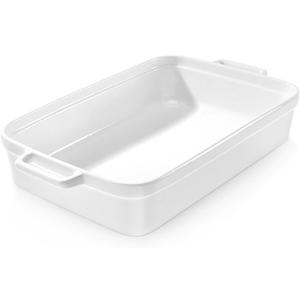 5.5 Quart Casserole Dish,Large Baking Dish Cookware,14.7x10 Inch Deep Lasagna Pan for Oven,Ceramic Bakeware for Baking, Easy to Clean,(White)
