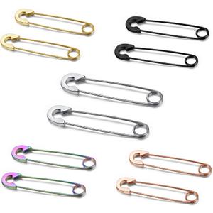 5 Pairs Safety Pin 316L Surgical Stainless Steel Earrings 20G Hypoallergenic Hoop Earring Set for Mens Womens