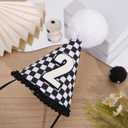 YOUAME Two Fast Birthday Hat for Boys - Race Car Second Birthday Cone Hat, 2nd Year Party Crown, Racing Car Cake Smash Photo Props, Fast Theme Party Decorations in Black and White Checkered Pattern