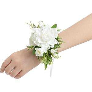 Ling's moment 6pcs Wedding Wrist Corsage Artificial Flowers, Girl/Mother Homecoming Prom Corsages Wristlet Dcor, etc. White Lily Valley