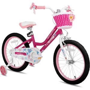 JOYSTAR Angel Girls Bike for Toddlers and Kids Ages 2-13 Years Old, 12 14 16 18 20 Inch Kids Bike with Training Wheels & Basket, 20 24 Inch Girls Bicycle with Handbrake & Kickstand (Fuchsia)