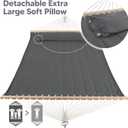 SUNCREAT Portable Tree Hammock with Hardwood Spreader Bar, Extra Large Soft Pillow, Heavy Duty 2 Person Hammock for Indoor, Outdoor, Gray
