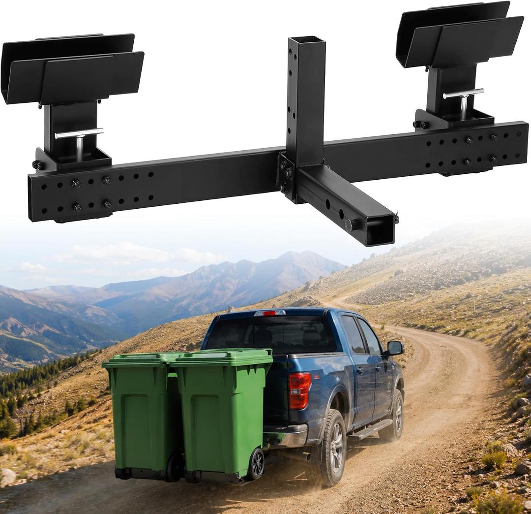 Dual Trash Can Hauler Hitch Fit Pickup Truck, UTV, ATV with 2" Receiver