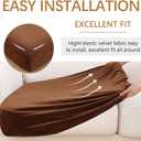 hyha Velvet Couch Cushion Covers, Stretch Chaise Lounge Sectional Couch Seat Covers L Shape for Sectional Sofa, Soft Sofa Cushion Slipcover Washable with Elastic Bottom(XL Chaise, Brown)