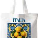 Lemons Fruits Food Tote Bag Gifts for Women, Canvas Aesthetic Reusable Grocery Bags Shopping Bags (Italy-lemon01)
