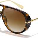 TJUTR Oversized Aviator Sunglasses for Women & Men, Retro Luxury Designer Sunglasses Big Shield Shades with UV Protection