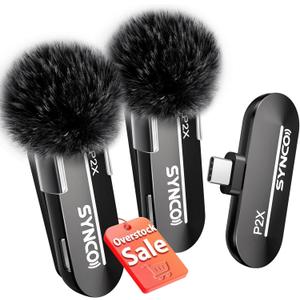 SYNCO Wireless Microphone for iPhone 15/16/17 & Android, 48kHz/24-bit, HiFi Sound Quality, P2XT Mini Microphone for Tiktok, YouTube, Streaming, Vlog Video Recording, USB-C Devices