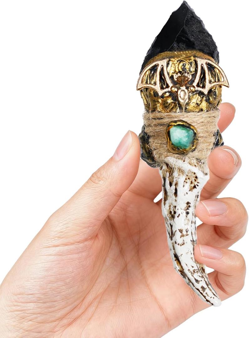 Rileryan Fake Witch Blade Witchcraft Supplies Accessories Obsidian Crystal Wiccan Halloween Decor