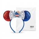 Mouse Ears Headbands with Sequin Bow, Glitter Mouse Ear Hair Hoop for Women Girls, Theme Park Hair Accessories