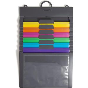SMEAD Cascading Wall Organizer, 6 Removable Folder Pockets, Letter Size, Gray/Bright Pockets (92060)