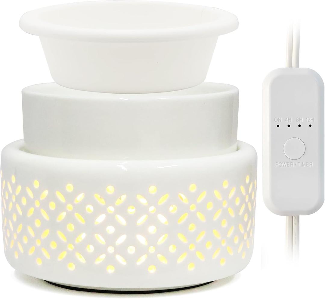 VICTORIA AROMA Cearmic Wax Melt Warmer with Timer - Candle Melter with Silicone Liner Electric Wax Warmer for Scented Wax, Fragrance Oil Burner for Home, Office, Bedroom Decor, and Gifts