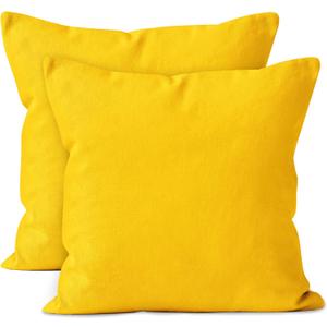 Encasa XO Throw Pillow Covers 18x18 in Set of 2 Sunbeam Yellow | No Inserts | Cotton Pillow Covers for Living Room, Bed, Sofa, Couch | Decorative Cushion Covers with Improved Zippers