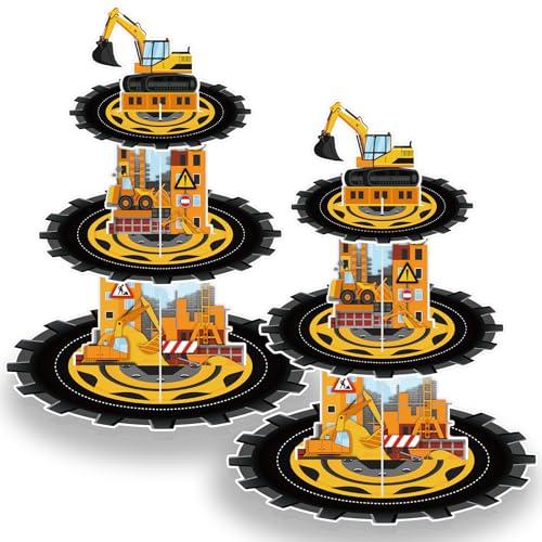 NatNarr 2 Pack Construction Cupcake Stand Construction Party Decorations 3 Tier Construction Cupcake Holder Dessert Stand for Boys Kids Baby Shower Birthday Party Supplies