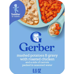 Gerber Baby Food Mashed Potatoes & Gravy with Roasted Chicken and Carrots Toddler Meals - 6.6oz (8 Pack 09.OCT 2025)