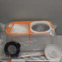 Floor Spin Mop and Bucket Set with Wringer System Extended Stainless Steel Handle 61for Home Floor Cleaning Use with 5 Replacement Head Refill and 1 Cleaning Brush Head (White & Orange)