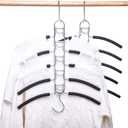 Nature Smile 2 Pack 5 in 1 Anti Slip Clothes Hangers,Space Saver Magic Metal Hangers,Multi Layers Wardrobe Clothes Rack,Heavy Duty Metal Blouse Hanger Closet Storage Organizer