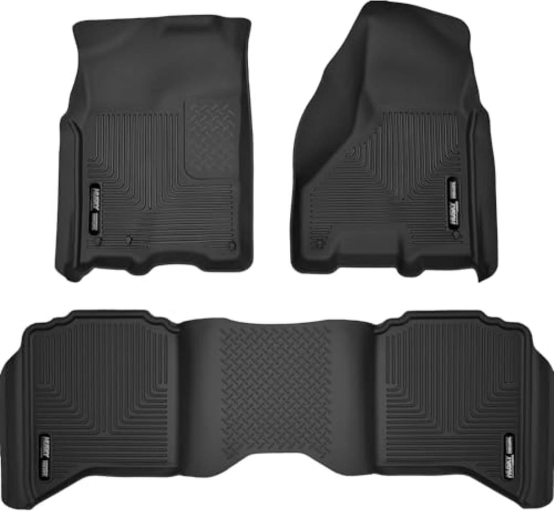 Husky Liners Weatherbeater Floor Mats | Fits 2009 - 2024 Ram 1500 (19-24 Classic Body only) Crew Cab; 2010 - 2018 Ram 2500/3500 w/Automatic Transmission | Front & 2nd Row, 3-pc Black - 99001