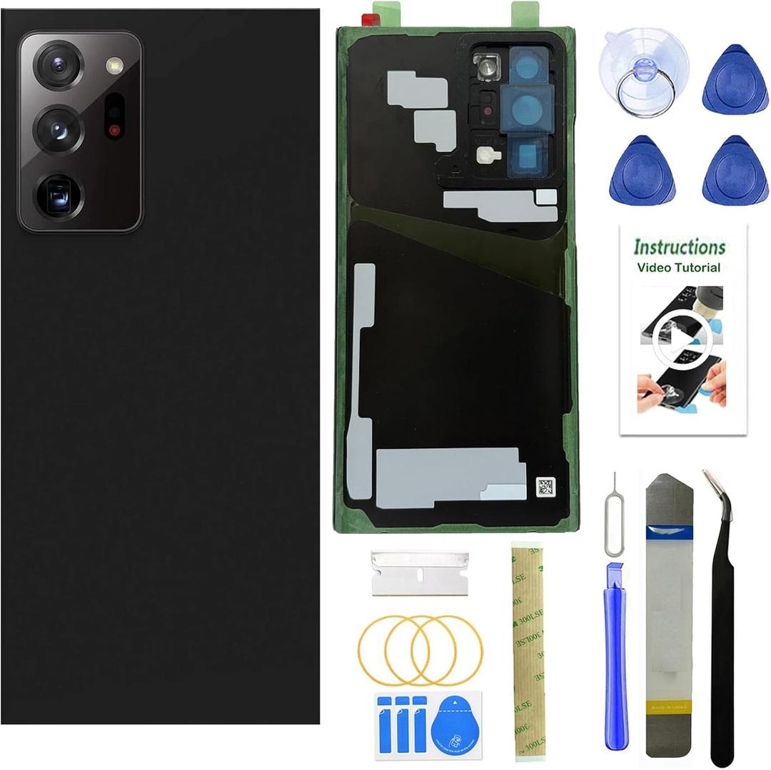 LEAFE for Samsung Galaxy Note 20 Ultra Back Glass Replacement,OEM Rear Back Cover Replacement for Note 20 Ultra 6.9 inchs with Repari Tools and Pre-Installed Adhesive (Black)