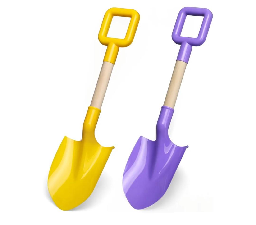 Kids Garden Tool Shovels Toys, 16" Long Kids Beach Spades Sand Shovels Toys for Adults Gardening Tools Garden Kit Travel Sandbox Toy Sturdy Snow Scoop Durable Wood Handle Spade for Digging Sand Snow