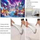 Christmas Village Photography Backdrop North Pole Snow Village Photo Backdrop Winter Night Xmas Tree Santa Party Decorations Holiday Photo Booth Banner (8x6FT)