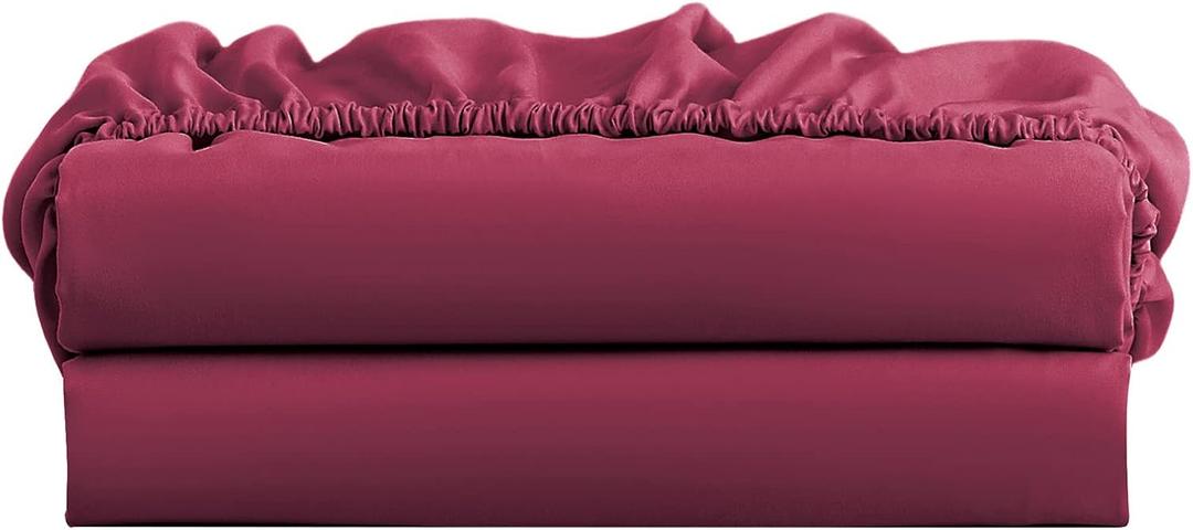 FreshCulture Twin XL Fitted Sheet Only 2 Pack - Hotel Quality Fitted Sheet - Ultra Soft & Breathable - Brushed Microfiber - Deep Pocket - Cooling Fitted Sheets for Twin XL Size Bed (Burgundy)