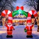 Simgoing 9.8 ft Giant Black Santa Christmas Arch Inflatable Decoration Merry Christmas Arch Outdoor Decoration Built in LED Blower Blow up for Outdoor Yard Garden Lawn Xmas Holiday Decor