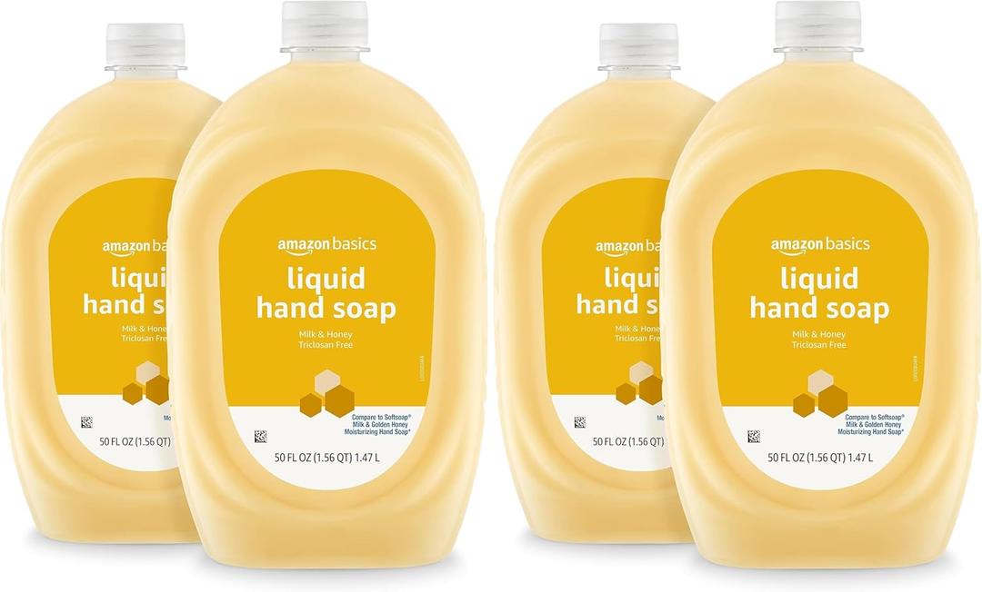 Liquid Hand Soap Refill, Milk and Honey Scent, Triclosan-Free, 50 Fluid Ounces, 4-Pack