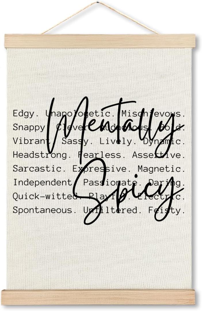 MHJFERGV Funny Mental Health Wall Art Poster, Sarcastic Mentally Spicy Inspirational Feminist Empowering Canvas Wall Decor for Girls Room Home Bedroom Living Room, 12x16 Inches