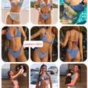 seamoly Women's Bikini Sets Tie Back Bowknot Two Piece Swimsuits Triangle Thong Bathing Suit Gingham Floral Cherry Printing (Blue, M)