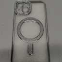 Magnetic Glitter Diamond for iPhone 14 Case[Compatible with MagSafe] Sparkle Rhinestone Camera Lens Protector Plated,Crtstal Clear Slim Military Drop Shockproof Cover for Women,Silver