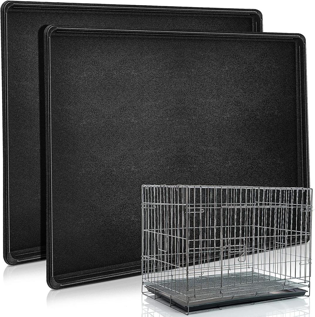 Cunno 2 Pcs Replacement Dog Crate Pan Tray Kennel Bottom Tray Replacement Plastic Bottom Pan for Dog Crate, Black(42")