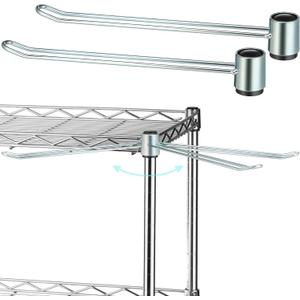 MorningRo 2 Pcs Wire Shelf Hooks Post Utility Hook Wire Shelving Accessories Chrome Plated Steel Hanger with a Rubber Cap for Hanging Pots Kitchenware Clothes (Silver)