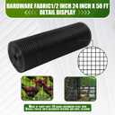 Black Hardware Cloth, 1/2 inch 24 inch x 50ft 19 Gauge Black Vinyl Coated Hardware Cloth, Black Chicken Wire, Black Chicken Wire Fencing for Garden Fence and Home Project by KAKO