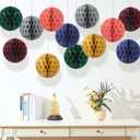 Affrolling 12 Pcs 8" Boho Honeycomb Balls Decoration Hanging Tissue Paper Pom Poms for Halloween Fall Thanksgiving Christmas Party Supplies Birthday Wedding Classroom Home Decor