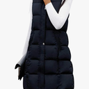 Tanming Women's Long Puffer Vest Casual Sleeveless Puffy Jacket with Removable Hood (M, Black)
