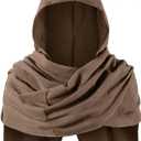 TOKYO REVENGERS Kids Medieval Renaissance Hooded Cowl Multifunctional Scarf Shawl Cape Halloween Cosplay Costume Accessories (One Size, Brown)
