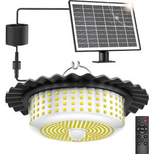 Solar Lights Outdoor Waterproof,396 LED Solar Shed Light Indoor Outdoor with Remote Control,Timer, Solar Pendant Light 5 Modes,Solar Powered Barn Lights for Chicken Coop,Gazebo,Garage,Shop