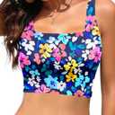 Women Sports Bra Swimsuit Top - Crop Bikini Top Only Modest Bathing Suit 2025 Square Neck Swimwear Medium