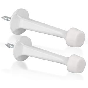 2 Pack Solid Rigid Door Stops - Heavy Duty Door Stoppers Wall Protector with Soft Rubber Tips, White