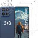 [3+3 Pack] Moto G Stylus 5G 2025 Screen Protector + Camera Lens Protector, 9H Hardness, Anti Scratch, Easy Installation, Bubble Free, HD Tempered Glass for Motorola Moto G Stylus 2025